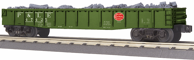 Gondola w/Load - 3-Rail - Ready to Run - RailKing(R) -- Pittsburgh & Lake Erie #47425 (green, red NYC System Logo)