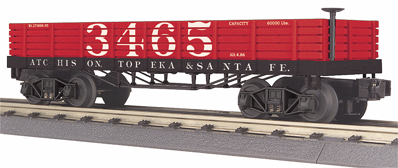 19th Century Wood Gondola w/Junk Load - 3-Rail - Ready to Run - RailKing(R) -- Santa Fe #3465 (black, red, Large Number)