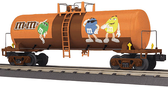Modern Tank Car - 3-Rail - Ready to Run - RailKing(R) -- M&Ms (orange, brown, M&Ms Characters)