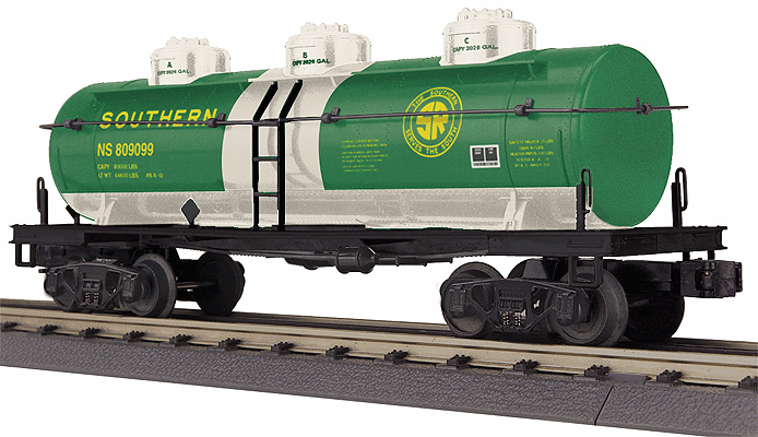 3-Dome Tank Car - 3-Rail - Ready to Run - RailKing(R) -- Norfolk Southern #809099 (Southern Railway Heritage, green, silver)