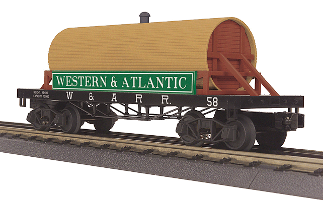 19th Century Wood Tank Car - 3-Rail - Ready to Run - RailKing(R) -- Western & Atlantic (beige, Boxcar Red, black, green)