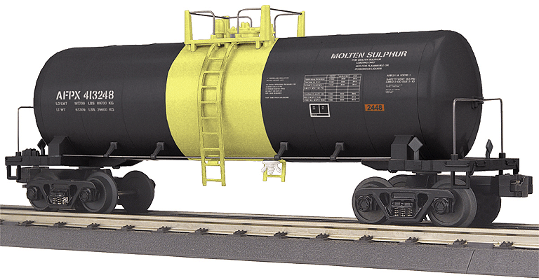 Modern Tank Car - 3-Rail - Ready to Run - RailKing(R) -- Honeywell International AFPX #413248 (black, yellow, Sulfur Service)