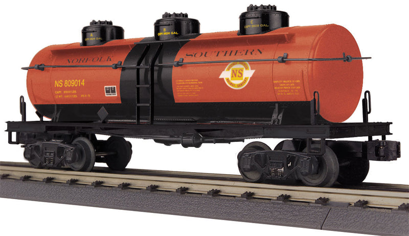 3-Dome Tank Car - 3-Rail - Ready to Run - RailKing(R) -- Norfolk Southern #809014 (Heritage Series Original NS, red, black)-1