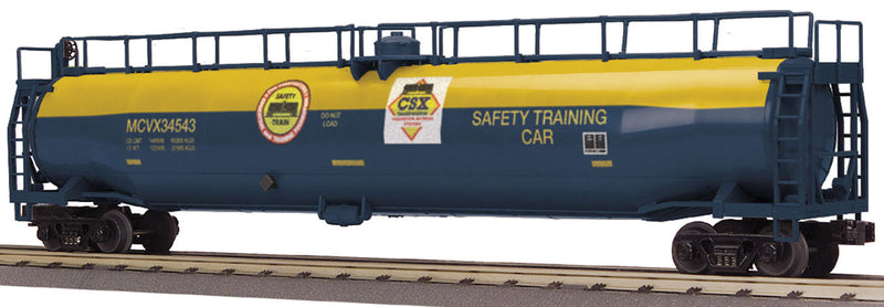 33,000-Gallon Tank Car - 3-Rail - Ready to Run - RailKing(R) -- CSX MCVX #34543 (Safety Train, blue, yellow)