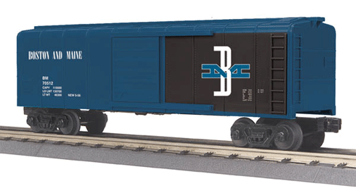 RailKing Wagon-Top (Rounded Roof) Boxcar - 3-Rail - Ready to Run -- Boston & Maine #70512 (blue, black, McGinnis Logo)