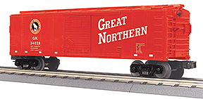 Boxcar - 3-Rail - Ready to Run - RailKing(R) -- Great Northern #34028 (red, white, Large Slanted Lettering, Small Rocky Logo