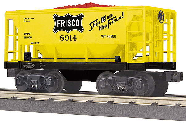 Ore Car - 3-Rail - Ready to Run - RailKing(R) -- St. Louis-San Francisco #8914 (yellow, black, Ship It on the Frisco Slogan)