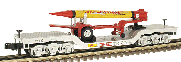 RailKing Depressed Center Flatcar w/Rocket Load -- Circus