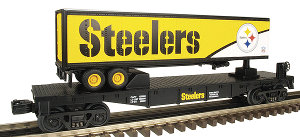 RailKing Flatcar w/Trailer - National Football League(R) -- Pittsburgh Steelers(R)