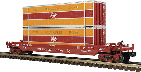 RailKing Husky Stack Car w/2 Containers -- The Milwaukee Road