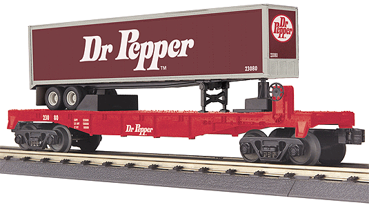 RailKing Flatcar w/Trailer -- Dr Pepper
