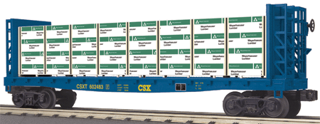 RailKing Flatcar w/Bulkheads & Lumber Load -- CSX