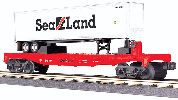 RailKing Flatcar w/Trailer -- Sealand
