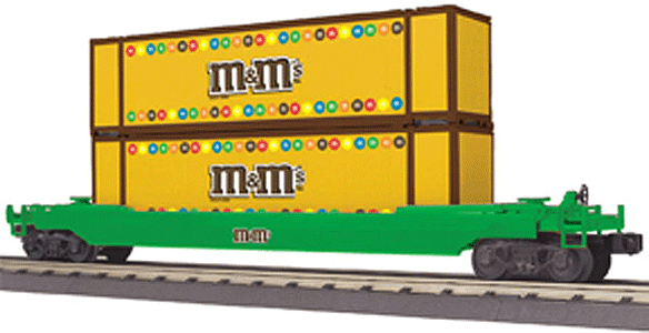 RailKing Husky Stack Car w/Containers -- M&M's