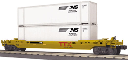 RailKing Husky Stack Car w/Containers -- Norfolk Southern