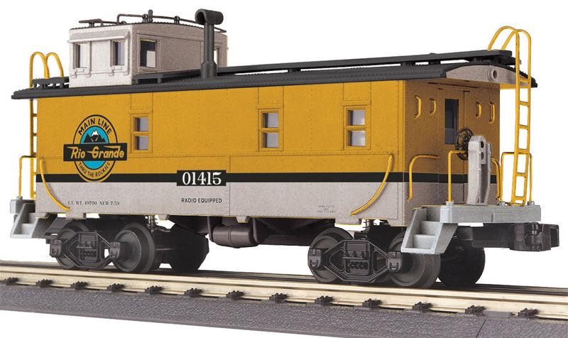 Offset-Cupola Steel Caboose - 3-Rail - Ready to Run - RailKing(R) -- Denver & Rio Grande Western #01415 (Aspen Gold, silver, black)
