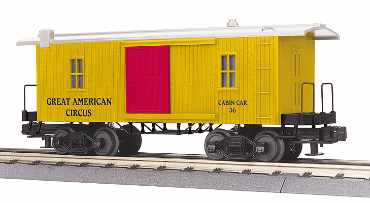 19th Century Wood Caboose - 3-Rail - Ready to Run - RailKing(R) -- Great American Circus #36 (yellow, red, white)