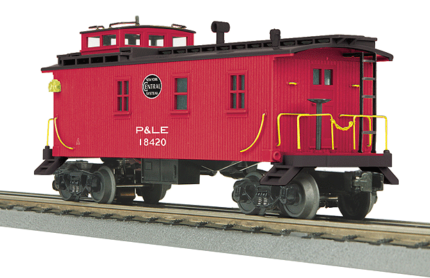 Wood Caboose - 3-Rail - Ready to Run - RailKing(R) -- Pittsburgh & Lake Erie #18420 (red, black, NYC System Logo)