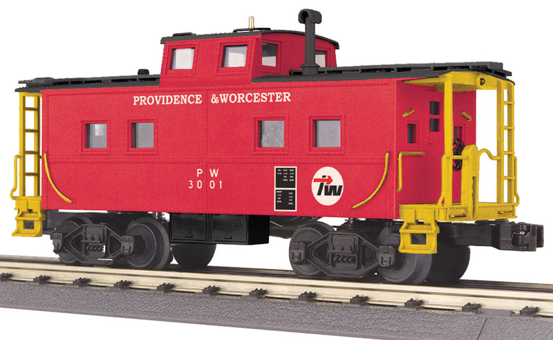 Steel Center-Cupola Caboose - 3-Rail - Ready to Run - RailKing(R) -- Providence & Worcester #3001 (red, black, yellow)