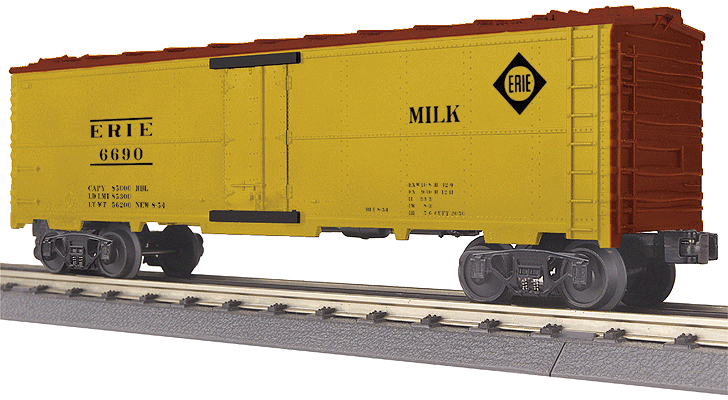Modern Steel Ice Reefer - 3-Rail - Ready to Run - RailKing(R) -- Erie #6690 (yellow, Boxcar Red, black)
