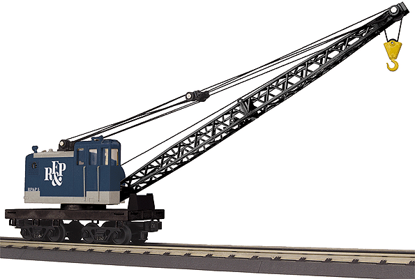 American Crane - 3-Rail - Ready to Run - RailKing(R) -- Richmond Fredericksburg & Potomac #5 (blue, gray, black)