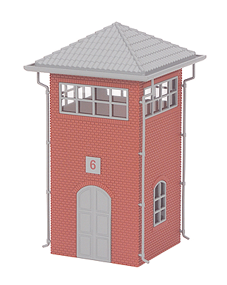 RailKing Trackside Yard Tower -- Gray & Maroon