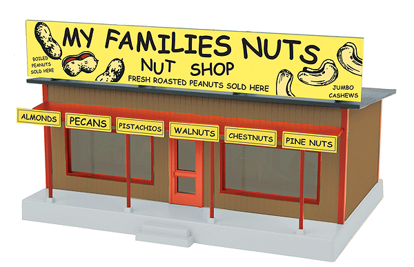 RailKing(R) Roadside Stand w/Light - Assembled -- My Families Nut's Nut Shop 8-1/2 x 5-7/16 x 4-1/4" 21.6 x 13.8 x 10.8cm