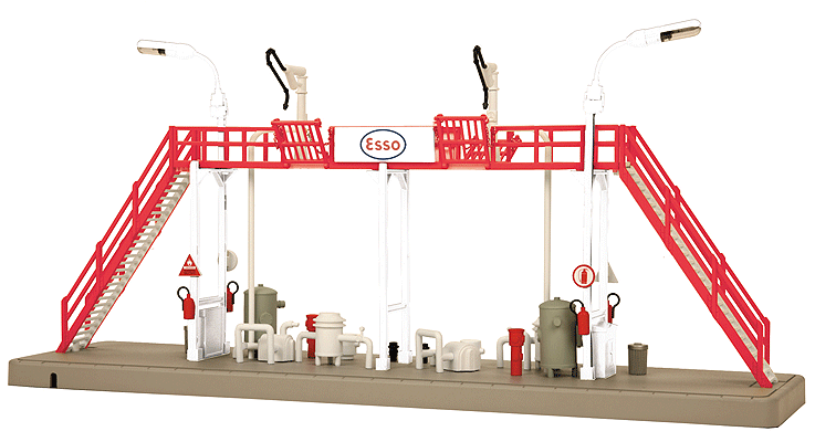 RailKing(R) Tank Filling Station - Assembled -- Esso 16-1/8 x 5 x 8-1/8" 41 x 12.7 x 20.6cm