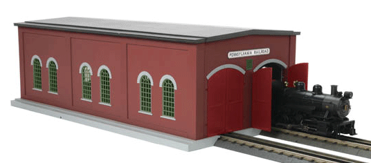 2-Stall Brick Engine House For All O Gauge Track Systems - Assembled -- Pennsylvania Railroad 24 x 8-1/2 x 13-1/2" 61 x 21.6 x 34.3cm