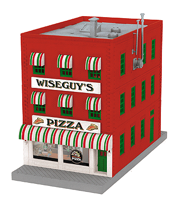 RailKing(R) Wiseguy's Pizza 3-Story Building w/Blinking Sign - Assembled -- 12-3/4 x 6-5/16 x 9-3/16" 32.4 x 16 x 23.3cm