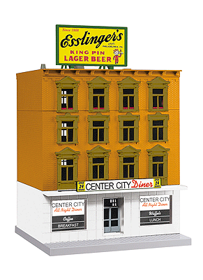 4-Story Building - RailKing(R) -- Assembled - Center City Diner 9-1/16 x 8-11/16 x 13-9/16" 23 x 22 x 34.4c