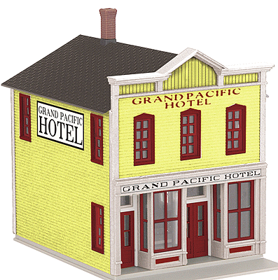 2-Story Wood Hotel Building - RailKing(R) -- Assembled - Grand Pacific Hotel 6-1/2 x 8 x 8-5/8" 16.5 x 20.3 x 21.9cm