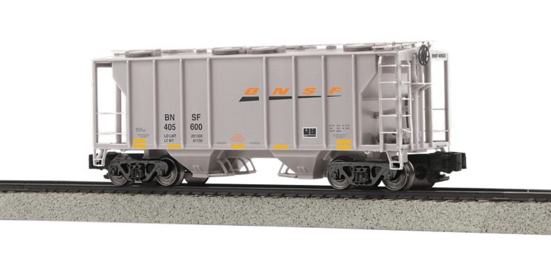 PS-2 2-Bay Covered Hopper - Ready to Run -- Burlington Northern Santa Fe #405600 (gray, black, orange, Wedge Logo)