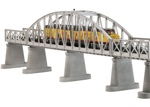 RealTrax(R) Steel Arch Bridge w/Flashing Light - Assembled -- Silver - 30 x 7-3/16 x 14" 76.2 x 18.3 x 35.6cm (Fits All O-Track Systems)