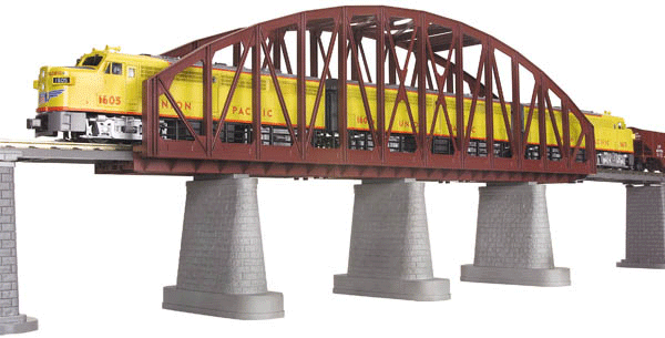 RealTrax(R) Steel Arch Bridge w/Flashing Light - Assembled -- Rust 30 x 7-3/16 x 14" 76.2 x 18.3 x 35.6cm (Fits all O Track Systems)