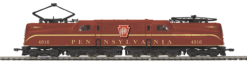 Electric GG1 w/Proto-Sound 3.0, DCC & Operating Pantographs -- Pennsylvania Railroad #4916 (Single Stripe, Tuscan, Large Shadow Keystone)