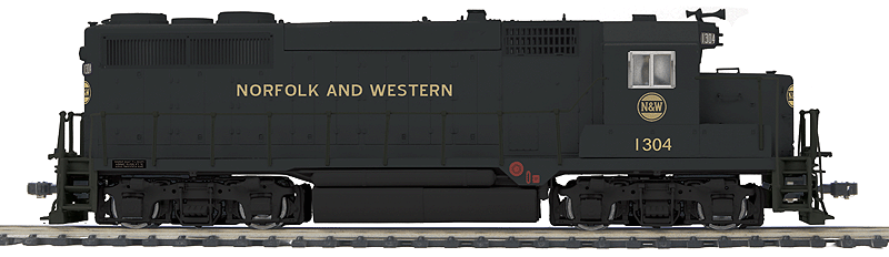 EMD GP35 - Proto-Sound 3E+ & DCC Equipped (PROJECT CANCELLED) -- Norfolk & Western #1304 (black, Hamburger Logo, Full Lettering)