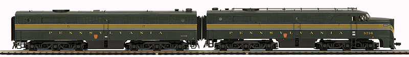 Alco PA1/PB1 Set Marklin 3-Rail w/Proto-Sound 3E+ & DCC -- Pennsylvania Railroad #5756 & 5756B (5-Stripe, Brunswick Green, gold)