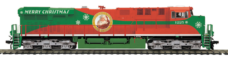 GE ES44AC - Proto-Sound 3.0 & DCC -- Merry Christmas #1225 (red, green, gold, white; "Santa Claus & Friends" Lo