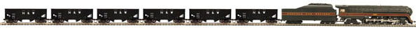 Class J 4-8-4 Steam Freight Train-Only Set w/Proto-Sound 3.0 -- Norfolk & Western #603 & 6 USRA 55-Ton Steel 2-Bay Hopper Cars