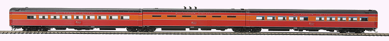 Southern Pacific Daylight P-S 3-Unit Articulated Diner - Ready to Run -- Southern Pacific #10259/10260/10261 (Daylight, red, orange, black)