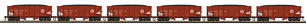 USRA 55-Ton Steel Hopper 6-Pack - 3-Rail - Ready to Run -- Pennsylvania #220166, 220138, 220105, 220109, 220184, 220173 (Circle Keyston