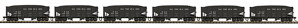 USRA 55-Ton Steel Hopper 6-Pack - 3-Rail - Ready to Run -- Baltimore & Ohio #220723, 220725, 220739, 220746, 220757, 220701 (black)