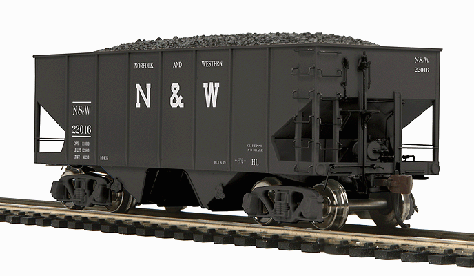 USRA 55-Ton Steel 2-Bay Hopper - Ready to Run -- Norfolk & Western #22083 (black, Block N&W)