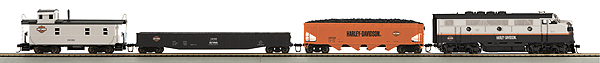 Diesel Freight R-T-R Deluxe Trainset -- RealTrax 36 x 45" Transformer w/Controller Harley-Davidson F-3 w/3 Cars
