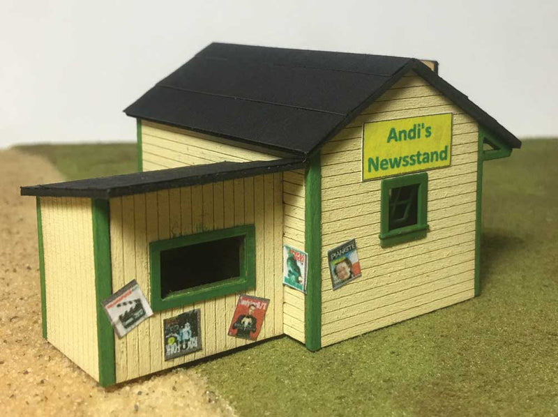 Andi's Sandwich Shop and Newsstand -- Laser-Cut Wood Kit - 4-1/4 x 3-1/4" 10.8 x 8.3cm-1