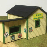 Andi's Sandwich Shop and Newsstand -- Laser-Cut Wood Kit - 3 x 2-1/4" 7.6 x 5.7cm
