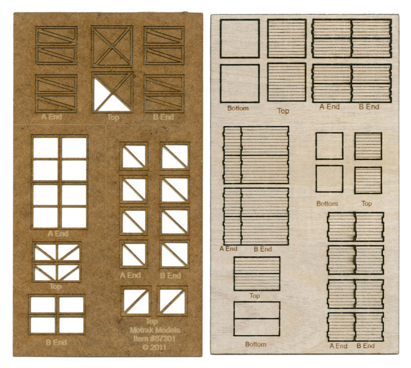 Crates - Laser-Cut Wood Kit -- pkg(6)
