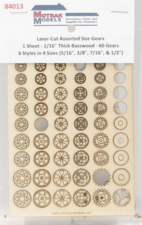 Gears -- 1/16" Thick Assorted Sizes