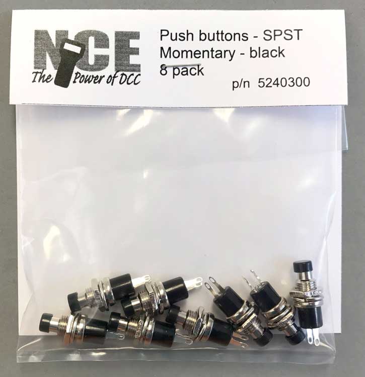 BTN8 Momentary SPST Normally Open Pushbutton Switch 8-Pack -- Black